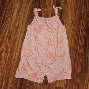 5 For $25 Carter's Pink Flamingo Cotton Tank Romper Baby Size 9 Months
